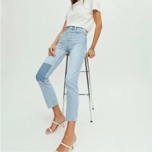Cynthia Patch High Rise Straight Jeans